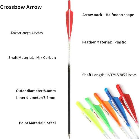 Crossbow Bolts 20 Inch Carbon Shaft Arrows With Replaceable Screw In Tips Green Feather Fletching 12 Pack 125 Grain Durable