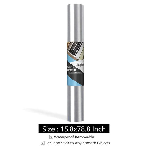 Roll of Brushed Nickel Peel And Stick Stainless Steel Contact Paper For Appliances And Cabinets Kitchen DIY Wrap Cover Adhesive
