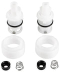 Fix Your Camper Faucet Fast With This Sweet DF-RK400 RV Cartridge Repair Kit Featuring 1/4 Turn Hot And Cold Valve Inserts For Double Handle Acrylic Knob Sinks. White plastic parts, black O-rings, springs