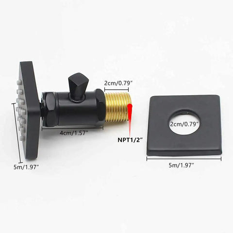 Dimensions of Shower Body Spray Solid Brass Massage Jets With Wall Mount, Dope Matte Black Swivel Shower Head components