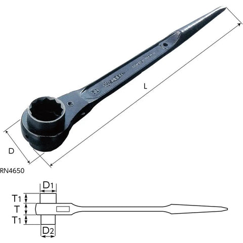 Double Size Ratchet Wrench RN 17x22 with Pro Grade Reversible Claw Action, 310mm Length, 17x22mm Openings, Electrocoat Finish