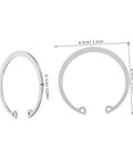 Stainless Steel C Clip Set 5 Pack with Grooved Retaining Rings, Elastic Snap Rings, 6.5cm dimensions shown, ideal for shafts and holes.