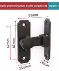 Heavy Duty Stainless Steel 90 Degree Barn Gate Latch Portable Security Lock with black finish dimensions 62mm x 81mm.