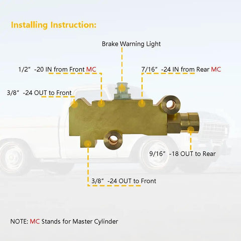 Heavy Duty Brass Brake Proportioning Valve Keeps Line Pressure Rock Solid For Four Wheel Disc Systems Fits Chevy Ford Chrysler, detailed installation guide.