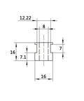 Technical drawing of GT2 Timing Belt Pulley 20 Teeth 8mm Bore For 6mm Width Belt in aluminum, dimensions labeled