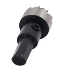 Close-up of Beefy 18mm Hole Saw Drill Bit Set With 65mm Overall Length, HSS Spring Loaded Twist Bit for Metal Wood Plastic Cutting.