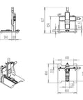 Motorized Three Axis Mobile Gantry Stage With 300mm Travel And 150X150mm Platform technical drawing dimensions and view details.