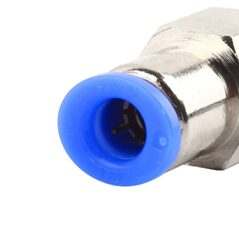 Push To Connect One Quarter Inch Pneumatic Fittings Straight Nickel Plated Brass Female One Quarter NPT Quick Connect Tubing Close-up