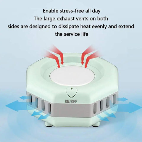 Smart Desktop Beverage Chiller With Rapid Freeze And Instant Heat Mode Made From Food Grade Aluminum For Your Morning Brew, showing exhaust vents.