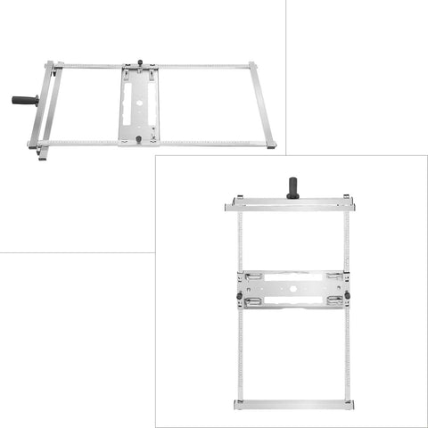 7 Inch Circular Saw Edge Guide With Dual Scale Level For Smooth Woodworking Cuts And Adjustable 0 To 29.5 Inch Cutting Range Precision Rail Tool top view and side view showcasing adjustable rail design.