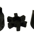 Flexible Seven Eighths to One Inch Bore L-Jaw Coupling Set With NBR Rubber Spider Three Piece Includes Two Halves And Rubber Insert For Smooth Torque Transfer And Easy Alignment, 3-piece L100