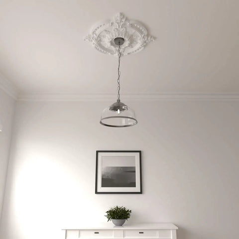 Classic Ceiling Medallion With 28 3 8 Inch Outside Diameter And 3 3 4 Inch Inside Diameter And Six And A Half Inch Canopy
