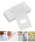 Vertical Blind Repair Tabs Pack Of 50 For Easy Replacement Fixers With Quick Repairs Multimaterial Compatible Tabs, close-up and installed view