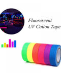 Neon UV Glow In The Dark Tape Set Six Color Party Ready Gaffer Cloth Adhesive Tape 0.6 Inch By 16.5 Feet for UV Party and Blacklight Projects