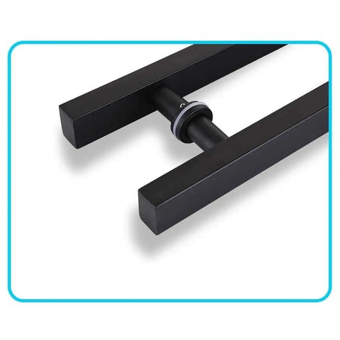 Black Painted Stainless Steel Square Tube Door Handle Push Pull For Glass Wood And Metal Doors Heavy Duty Office Hardware Modern Sleek Design Fits 8 Size Options 1200x800mm close-up view