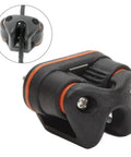 Beefy Quick Release Rope Cleat For Boats With Marine Grade Cam Cleat And Ball Bearing Action in black with orange accents