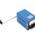 Blue Crank Powered Portable USB Emergency Generator For Outdoor Camping And Disaster Prep with hand crank and USB ports.