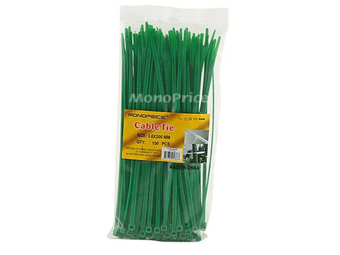 8 Inch Cable Ties 40 Lbs Nylon Zip Ties 100 Pack Green For Cable Management Under Desks And Home Theater Racks Easy Zip And Snip