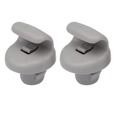Car Sun Visor Clip Retainer Hook Set Two Pack Gray Durable Plastic Visor Clip For Nissan 350Z Frontier Versa Note Infiniti FX45 G35 96409BC402 96409EA00A Replacement Part Easy Install shown