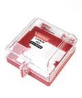 Box Type Emergency Stop Button Lockout Cover, Transparent Push Button Switch Guard, Heavy Duty Resin, Impact Resistant, Removable Base