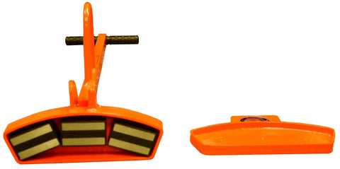 Compact Magnetic Lid Lifter That Cracks Open Tough Manhole Covers Without Breaking A Sweat While Hauling Up To 150 Pounds thanks to strong neodymium magnets and solid aluminum frame in orange showing rubber grip handle.