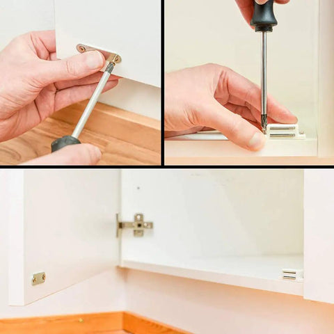 Installation of Cabinet Door Magnetic Latch Set 12 Pack White Cabinet Door Magnets Closure Catch for Cupboards Drawers