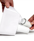 Person installing a filter into the water pitcher replacement filter pack for clean safe tap water with two genuine filters and Prime filter.