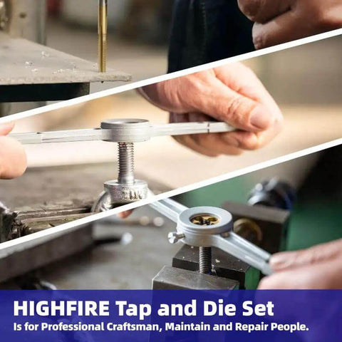 All In One 86 Piece Tap And Die Set With Titanium Coated Tools SAE And Metric Standard Large Hex Shape Kit in use for threading