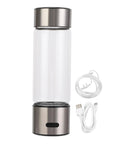 Portable Hydrogen Water Bottle With 1400ppb Generator, 460ml Hydration Cup for Travel and Fitness, with charging cable.