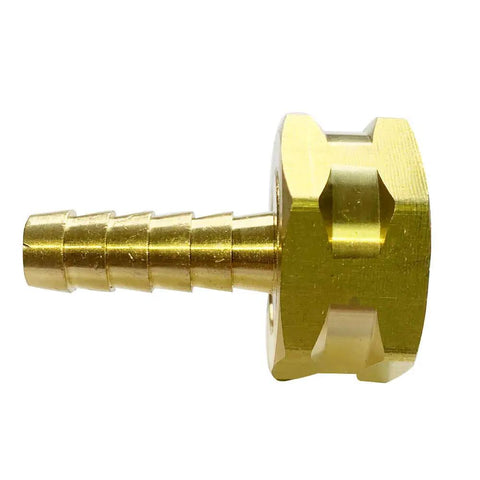 Brass Garden Hose Connector Swivel Fitting Three Eighth Inch Barb To Three Quarter Inch Female GHT Thread With Rubber Washer No-Fuss Quick-Connect Hose Fittings Leak-Free Durable Two-Pack brass hose connector