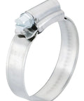 Stainless Steel Hose Clamp 316 Marine Grade, 12mm Band, SAE Size 28, 32-57 mm, top view showing worm gear and housing.