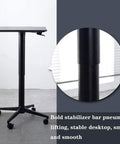 Heavy Duty Steel Height Adjustable Standing Desk Featuring No Fuss Manual Crank And Sturdy Casters, 42x42 cm top, black finish with casters.