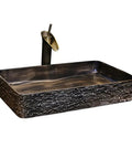 USZWBY Vessel Sinks Bathroom Vanity Sink Rectangular Ceramic Washbasin Art Countertop Basin Household Vessel with Faucet Bathroom Bowl Sink in dark finish with modern faucet