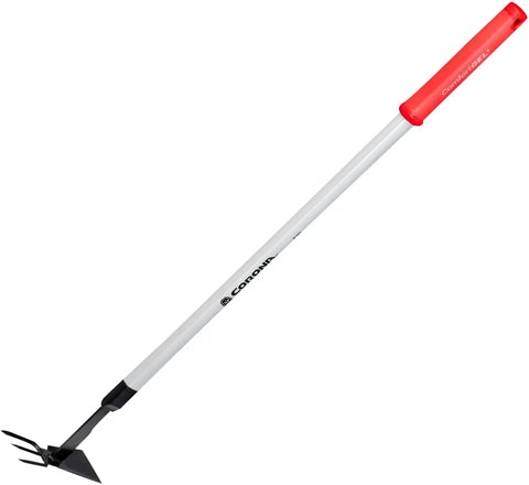 Extended Reach Hoe And Cultivator All In One Garden Tool For Weed Busting And Soil Loosening With Long Ergonomic Handle Durable Steel Tines