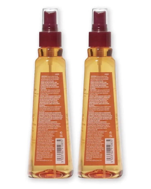 Back view of two bottles of Turn Up The Heat Protectant Spray 8.5 Oz Pack Of 2 For Flat Irons And Curling Irons Seals The Cuticle
