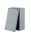 SHIHUANI angled front view IP67 outdoor junction box with hinged lid, gray cast aluminum enclosure FA2-1 120x80x55