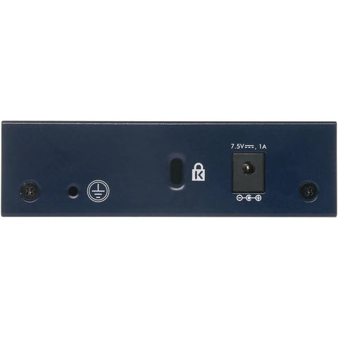 Back view of 5 Port Gigabit Ethernet Unmanaged Switch GS105NA For Home Or Office No Fuss Plug And Play Desktop Or Wall Mount Energy Efficient