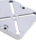 Universal Adjustable Bench Drill Stand Crafted With Slick Aluminum Alloy Plate from above showing textured surface and mounting holes.