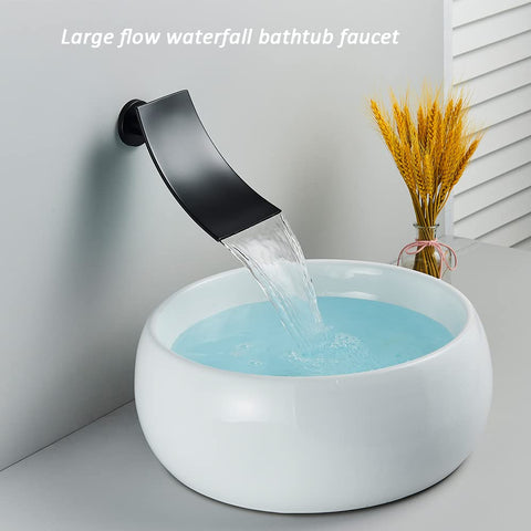 Matte black waterfall spout from Dope LED Shower System Matte Black Wall Mounted Luxury Rain Mixer Shower Combo With 12 Inch Rainfall Head