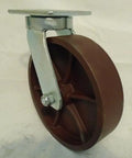 Badass Swivel Casters Rockin Kingpinless Design With Ductile Steel Wheels Rolling Slick On Custom Carts And Workshop Gear Supporting Eight Thousand Pounds Pack Of Four. Side view of a heavy-duty ductile steel caster with a kingpinless design.
