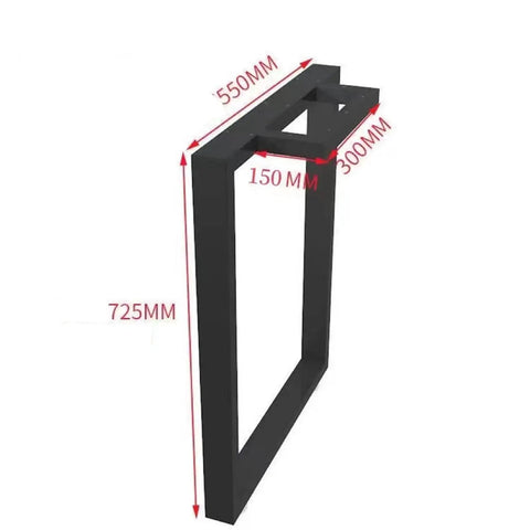 Heavy Duty Metal Table Legs Set Of 2, Industrial Square Support Base 72cm Height, Black Iron Desk And Coffee Table Legs For DIY Furniture Build, detailed measurements displayed.