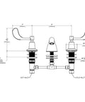 Diagram of Commander Eight Inch Widespread Lavatory Faucet In Polished Chrome With Beefy Brass Construction Four Inch Wrist Blade Handles