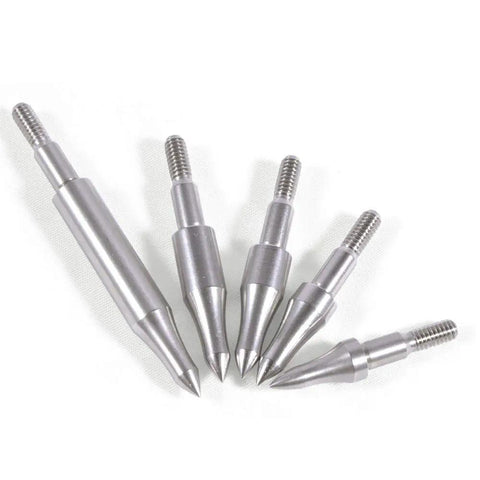 12 Pack Steel Archery Field Points For Target Practice with 8mm outside diameter and 4mm screw, displayed on white background.
