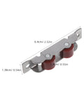 Four Pack Heavy Duty Stainless Steel Double Wheel Sliding Door Roller Assembly With A Slick Polished Finish And Rock Solid Wear Resistant Pulleys For Zero Hassle Window Track Operation, featuring dual red pulleys.