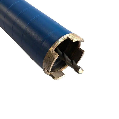 Close-up of 2-1/2 Inch Diamond Dry Core Bit For Brick And Block With SDS Plus Pilot Bit Adapter, 9.5 Inch Drilling Depth.