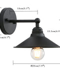 Set Of 3 Indoor Reading Wall Sconces Dope Vanity Lights Vintage Industrial Modern Wall Mount Fixtures With Black Matte 6.9 Inch Shade For Bedside Photo Gallery Aisle Study Kitchen, featuring dimensions and matte finish
