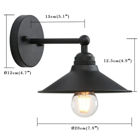 Set Of 3 Indoor Reading Wall Sconces Dope Vanity Lights Vintage Industrial Modern Wall Mount Fixtures With Black Matte 6.9 Inch Shade For Bedside Photo Gallery Aisle Study Kitchen, featuring dimensions and matte finish