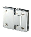 Polished chrome Built Tough Heavy Duty Adjustable 180 Degree Glass To Glass Hinge For 3/8 To 1/2 Inch Doors, self-closing hinge