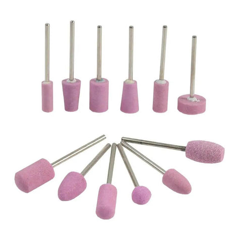 Nail Polisher 12 Piece Set With Abrasive Grinding Stone Wheel Heads For Manicure PA Pink 20 To 360 Mesh Pro Nail Tool Accessories For At Home Use Great Value