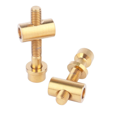 Road Ready Titanium Bolt Nut Washer Set For Cycling Thomson Seatpost Gold 2 Pieces M5x30mm, bike hardware set displayed.